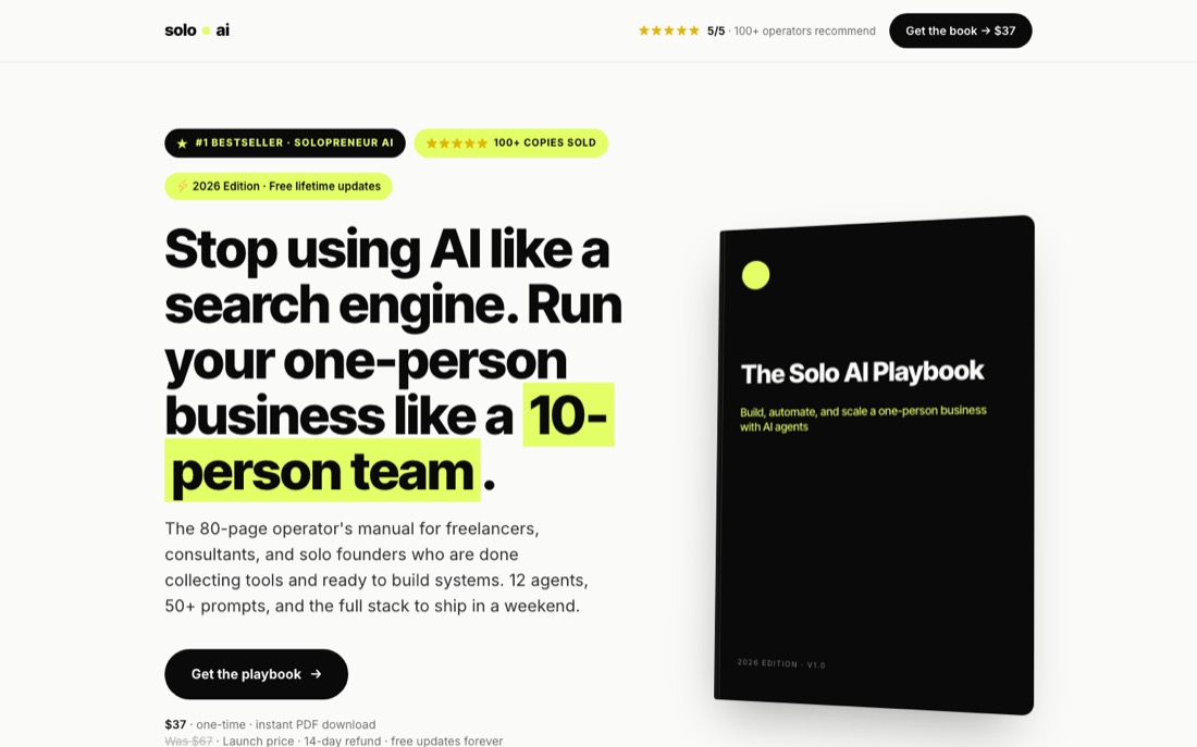 Domovská stránka The Solo AI Playbook